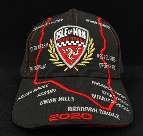 CAP Baseball Curved Peak Isle Of Man IOM Road Races NEW! Black Embroidered KIDS