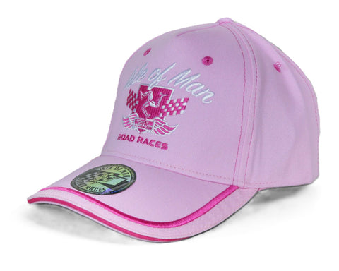 CAP IOM Isle of Man Road Races Adults Pink Hat Curved Peak NEW!