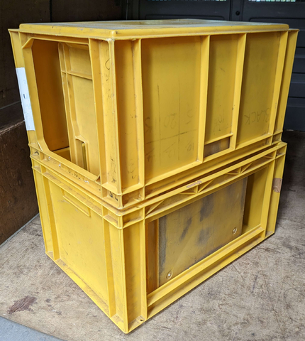 CRATES x3 Stacking Picking Storage Plastic Yellow Open Job Lot USED 60 x 40 x 30