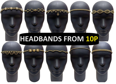 HEADBANDS Mixed Wholesale Job Lot Gemstone Metallic Diamante Jewel Gold NEW x100