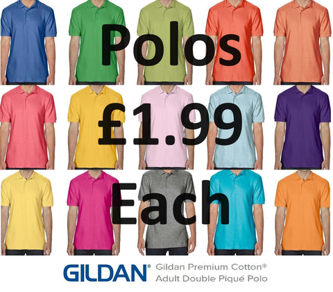 POLO X 10 GILDAN Men's Cotton Poloshirts Work or Leisure WHOLESALE JOB LOT