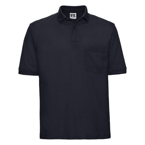 POLO T-Shirt Russell Heavy Duty Cotton Pique Poloshirt Work Golf R011M Navy XS