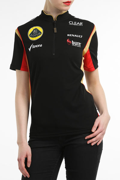 POLO SHIRT ladies Zip Formula One Lotus F1 Team Sponsor Burn NEW