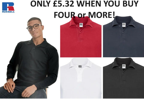 POLO T-Shirt Russell Heavy Cotton Pique Poloshirt R569L Long Sleeve