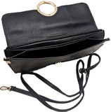 ** BAG with Chunky Metal Clasp and Strap Leather Look Shoulder Bag in Black NEW!