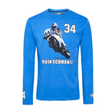 T-SHIRT 3501-02 Longsleeve  Bike MotoGP Kevin Schwantz 34 NEW! Blue