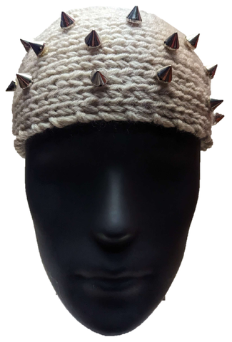 * HEADBAND Cream Spike Sweatband Crochet Head Punk Warm Winter Gift NEW! W51016