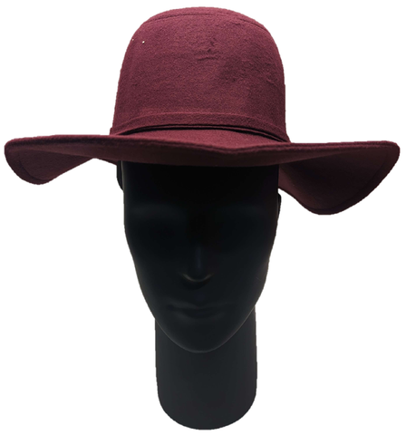 Burgundy Floppy Brim Fedora Hat - Sun Protection - One Size
