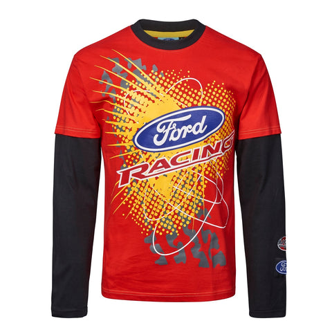 Adult Rally Cross OMSE Ford Fiesta E treme Red Black LS T-Shirt - Size: Mens