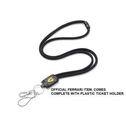 Scuderia Ferrari Black Neck Strap Lanyard Key Clip and Pass Holder