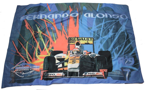 * Flag Formula One 1 Renault ING F1 Team NEW! Blue With Sparks Fernando Alonso 1