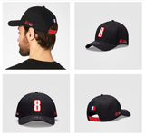 Cap Haas F1 Racing Driver Formula One Grosjean No.8 Black Embroidered