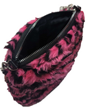 Small Bright Pink Zebra Print Zip Clutch Bag Handbag Chain