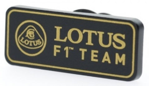 PIN BADGE & Pouch Lotus Black & Gold 25 mm Lapel Button Formula One 1 F1 NEW