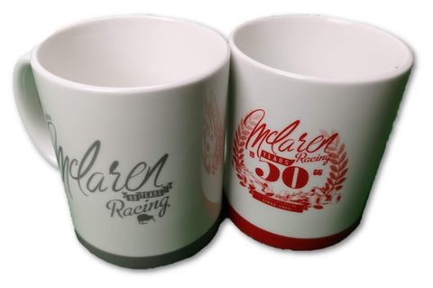Set of 2 McLaren Formula One 1 50 Years Gift Mugs - F1 Souvenir Ceramic -