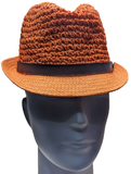 Orange Straw Trilby with Black BandSummer Sun Protection Size: One Size SH03801