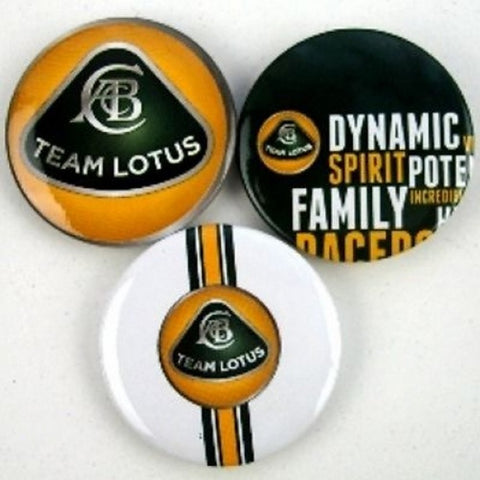 Set of 3 Different Metal Lotus F1 Pin Badges - Size: Mens 3.5cm
