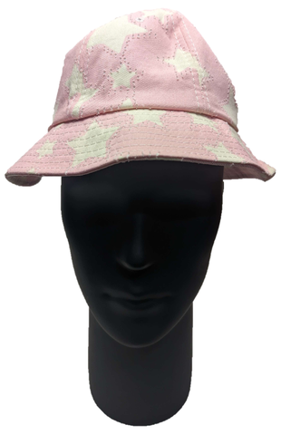 HAT Star Print Bucket White/Pink Summer Sun Protection Size: One Size SF111061