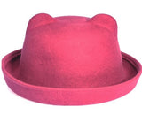 HAT Bowler Dark Pink 100% Wool Festival Summer Sun Novelty RB002009