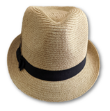 ** HAT Straw Feather Banded Men's Trilby Festival Summer Sun Protection 57cm NEW