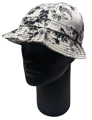** HAT Bucket White Floral Print Festival Summer Sun Protection NEW! SF115040
